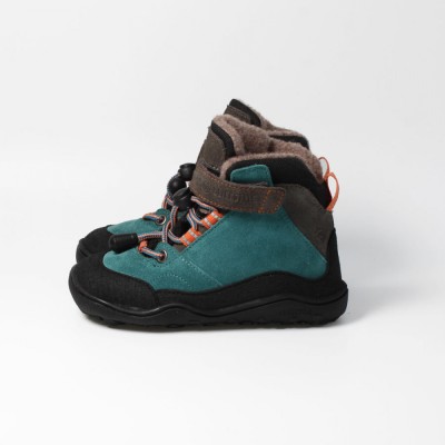 bLIFESTYLE steinbockSTYLE VELOURS TEX vlies petrol – Barfußschuhe für Kinder
