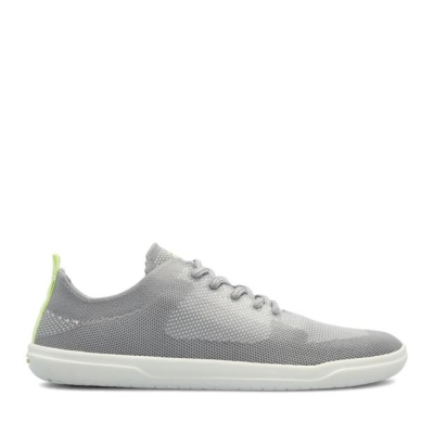 Groundies Active knit stone/lime – Barfußschuhe für Damen & Herren, Farbe: grau